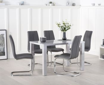 Atlanta 120cm Light Grey High Gloss Dining Table with Tarin Chairs
