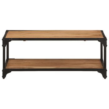 Mesa De Centro 45x90x35 Cm Madera Maciza De Acacia Con Acabado Natural Y Hierro Con Recubrimiento En Polvo Negro - Marrón