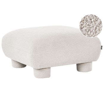Otomana Reposapiés Modular De Bouclé Patas Tapizadas De Perfil Bajo Blanco Crema Mjalbi