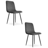 set de 2 silla de comedor tela valora grieta asiento de tela acolchado gris