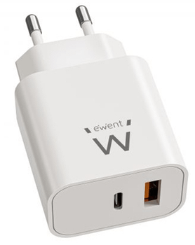 EWENT EW1318 Cargador rápido USB-C PD 20W USB-A QC