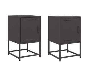Vidaxl mesitas de noche 2 uds acero negra 36x39x60,5 cm