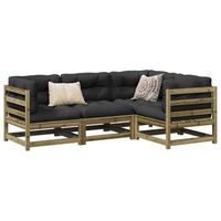conjunto de sofas de jardin 4 uds  mueble jardin mesa y sillas madera de pino impregnada cfw466902
