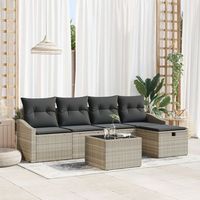 juego de sofa de jardin de 6 piezas con cojines de ratan gris claro v7221 unico  beige