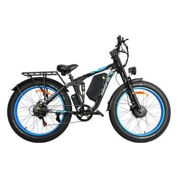 Bicicleta Eléctrica De Doble Motor Y Neumáticos Anchos Baolujie Dp-2603, 26×4.0, 48v 25ah, Azul