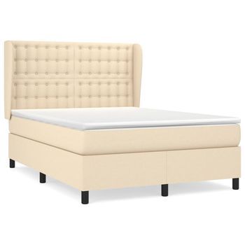 Cama Tapizada 193x147x128 Cm Tejido - Crema