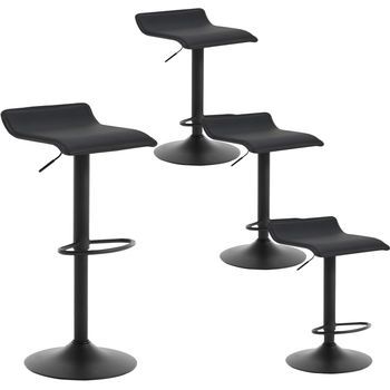 Juego De 4 Taburetes De Bar Giratorio 360° Cuero Sintético + Metal 39,5 X 38,5 X 84 Cm,negro,woltu