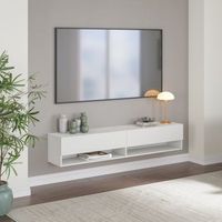 mueble tv de pared halmstad 2 puertas 160x31x30 cm - blanco encasa