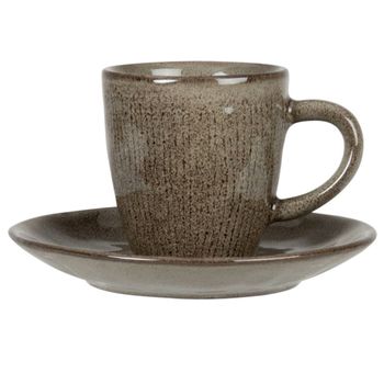 Taza y platillo de cerámica verde