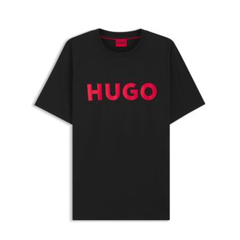 HUGO Camiseta regular fit en punto de algodón Negra 50467556-001