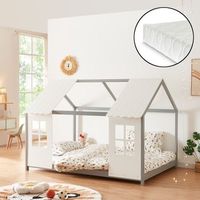cama para ninos tostedt con colchon 140x200 cm - grisblanco encasa