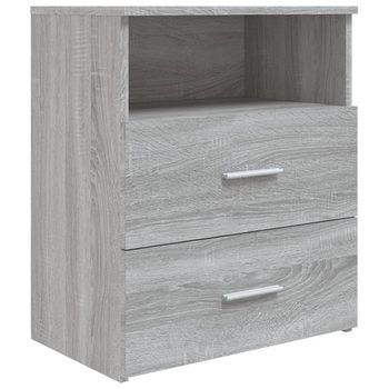 Mesita De Noche | Mesa Auxiliar | Mesilla Gris Sonoma 50x32x60 Cm