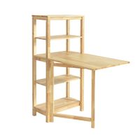 mesa de comedor plegable con 5 estantes madera color natural