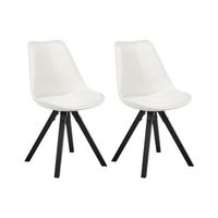 conjunto de 2 sillas de comedor sin reposabrazos estilo escandinavo tapizadas blanco crema hedley