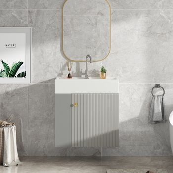 Mueble De Baño Con Lavabo - Baño - Tablero De Partículas - Gris Y Blanco (55x31x66.5cm)