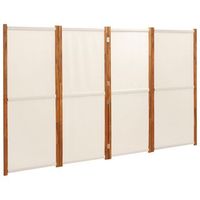 biombo separador de ambientes 4 paneles 280 x 180 cm crema textileno y madera dec030858