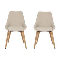 conjunto de 2 sillas de comedor de tela y patas de madera