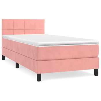 Cama Tapizada 203x80x88 Cm Terciopelo - Rosa