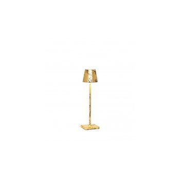 Lámpara De Mesa Led Poldina Pro Micro Con Craquelado De Hoja De Oro Negro, Recargable Y Regulable, Con Batería De Hasta 12 Horas