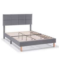 estructura de cama tapizada silvi de 30 cm 90x190 cm gris oscuro