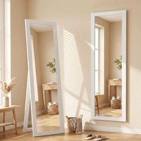 espejo de cuerpo entero de mdf vidrio homcom 157x37cm blanco veteado
