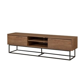 Mueble de tv 2 nichos 2 cajones decoración nogal l180 cm
