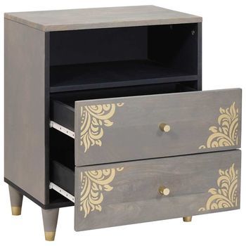 Mesita De Noche 33x50x62 Cm Madera - Gris