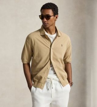 Polo Ralph Lauren para hombre. 710B18514002 Camisa Sport beige (S), Casual, Algodón, Manga corta