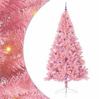 Árbol De Navidad Artificial Preiluminado Rosa 240 Cm Pvc