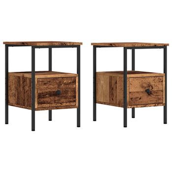 Mesitas De Noche 2 Uds Madera Ingeniería Envejecida 34x36x50 Cm Vidaxl