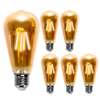 aigostar st64 bombilla edison estilo vintage bombilla led e27 casquillo gordo 8w equivalente a 60w bombilla de filamento led blanco calido 2200k angulo de haz 280 no regulable pack 5 uds
