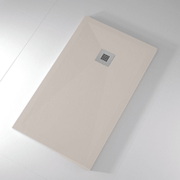 plato de ducha pizarra onda crema  100x120 cm rejilla inox