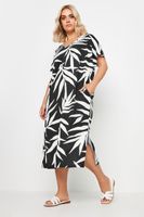 yours bata negra de algodon estampado palmeras mujer curvy y tallas grandes yours