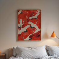 poster grullas rojas 50x70 cm