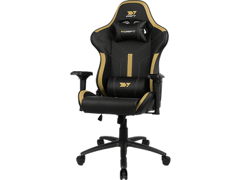 Silla gaming - Drift DR350, Polipiel, Reposabrazos 4D, Ruedas silenciosas, Inclinación, Dorado