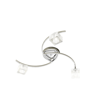 Lámpara De Techo Toplight Metropolitan De 3 Luces Con Casquillo G9, Estructura Cromada Y Cristal Trabajado, Diseño Moderno 50x50x12cm