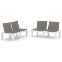 bancos de jardin con cojines 2 piezas  juego sofa de jardin  conjunto de comedor jardin plastico blanco