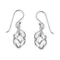 silver twisted spirals hook wire earrings - 32mm drop - f0534