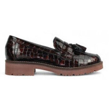 Pitillos Zapatos Mujer mocasin con fleco piel charol grabada efecto coco para mujer