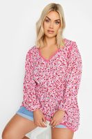 yours top de florecitas rosas con cintura fruncida mujer curvy y tallas grandes yours