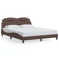 cama doble  cama para adultos  estructura de cama cabecero cuero sintetico marron 160x200 cm