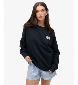 Superdry para mujer. W2012443A Sudadera Athletic Relaxed negro (M), Casual, Algodón, Marino
