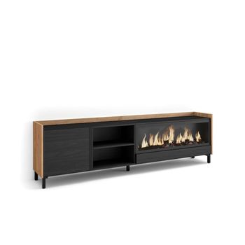 Mueble Tv Teba-01 Con Chimenea Eléctrica Y Almacenaje