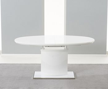 Ex-display Santana 160cm White High Gloss Extending Pedestal Dining Table