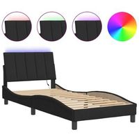 cama para adulto  cama individual  estructura de cama con luces led terciopelo negro 80x200 cm