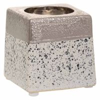 portavelas de ceramica plateado 10x10x10 cm