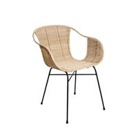 silla de ratan natural y patas metalicas negro