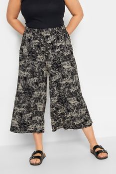 Yours Culottes Negros Y Beige Estampados, Mujer Curvy Y Tallas Grandes, Yours
