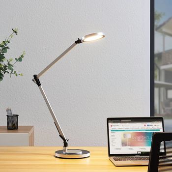 Lámpara de mesa led de metal gris
