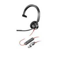 hp poly auriculares monoaurales poly blackwire 3310 con certificacian microsoft teams usb-c  adaptador usb-ca